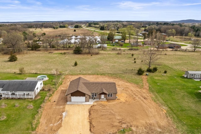 aerial view featuring a rural view