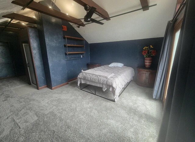 4464 S Whitnall Ave, Milwaukee, WI 53225 - carpeted bedroom with baseboards and lofted ceiling with beams