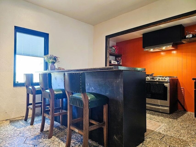 4464 S Whitnall Ave, Milwaukee, WI 53225 - bar featuring a bar, range hood, and gas range