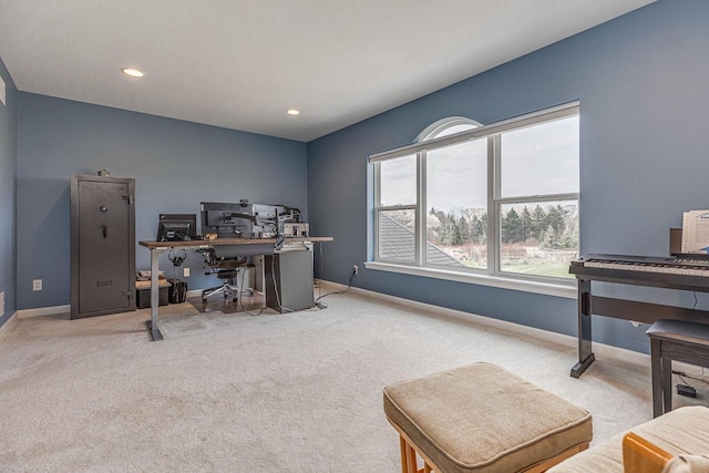 183 Twin Valley Trl, Cedar Grove, WI 53013 - office area with baseboards, carpet flooring, and recessed lighting