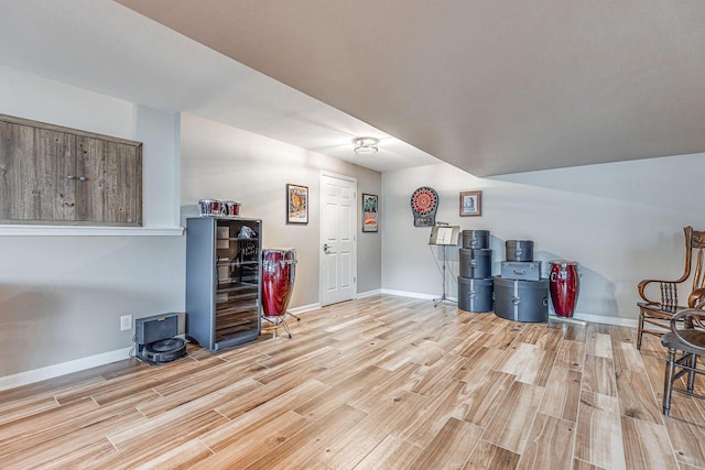 183 Twin Valley Trl, Cedar Grove, WI 53013 - interior space featuring baseboards, a wood stove, and wood finished floors