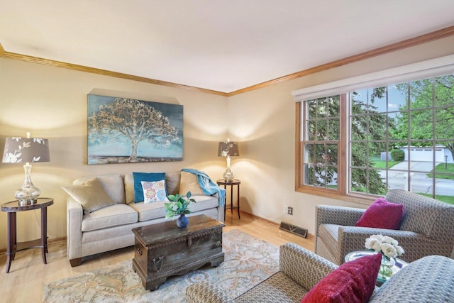 6614 Inner Dr, Madison, WI 53705 - living room with crown molding, wood finished floors, and baseboards