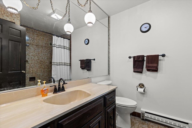 N84W16033 Menomonee Ave Unit 200, Menomonee Falls, WI 53051 - full bathroom featuring baseboard heating, vanity, and a shower with curtain