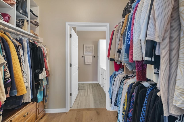 spacious closet with light wood finished floors