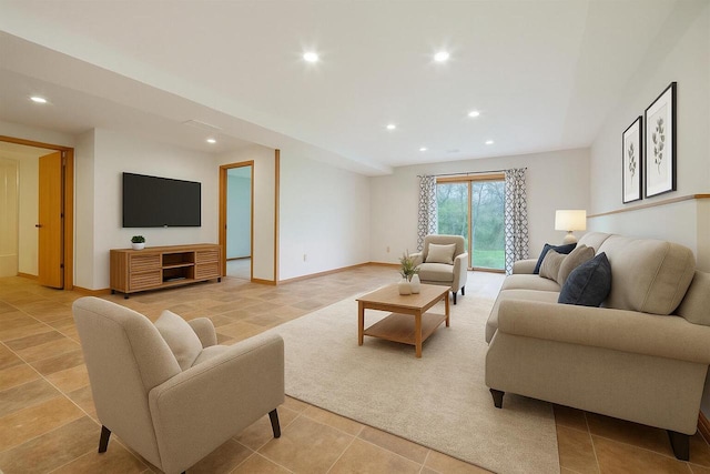 524 Tindalls Nest, Twin Lakes, WI 53181 - living room featuring recessed lighting, baseboards, and light tile patterned floors