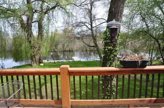 3024 Nagawicka Ave, Delafield, WI 53018 - deck featuring a water view and a lawn