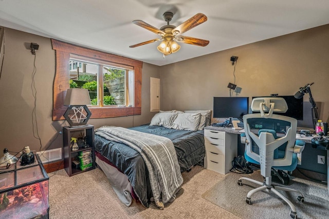 3024 Nagawicka Ave, Delafield, WI 53018 - bedroom with light carpet, a desk, and a ceiling fan