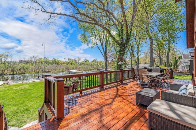 3024 Nagawicka Ave, Delafield, WI 53018 - deck with a lawn and a water view