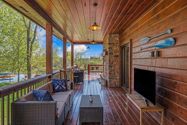 3024 Nagawicka Ave, Delafield, WI 53018 - deck with an outdoor hangout area and a water view