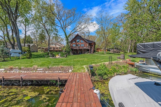 3024 Nagawicka Ave, Delafield, WI 53018 - dock area with a yard and a wooden deck