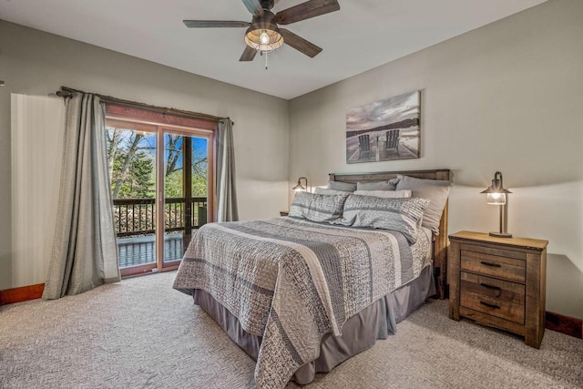 3024 Nagawicka Ave, Delafield, WI 53018 - bedroom with access to outside, carpet, ceiling fan, and baseboards