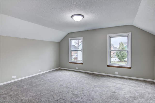 208 W Grand Ave, Chippewa Falls, WI 54729 - additional living space featuring baseboards, carpet flooring, a textured ceiling, and lofted ceiling