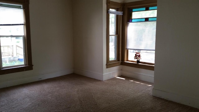 unfurnished room with carpet floors and a wealth of natural light