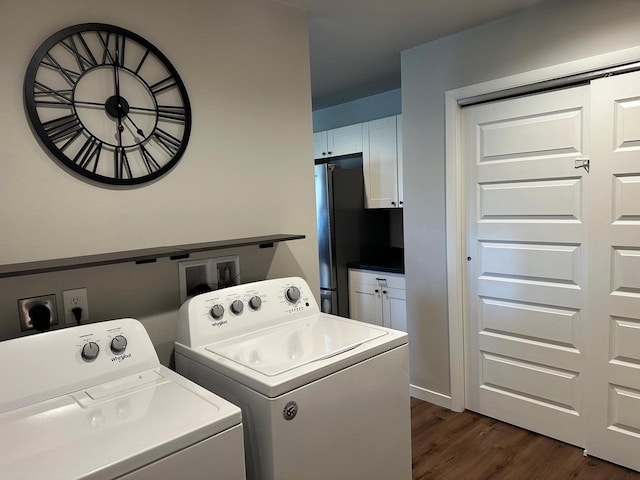 1817 Ridgewood Cir, Menomonie, WI 54751 - clothes washing area featuring washer and clothes dryer and dark wood-type flooring