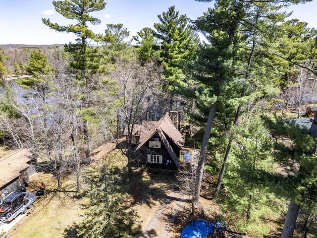 101224 25th St, Chetek, WI 54728 - birds eye view of property featuring a forest view