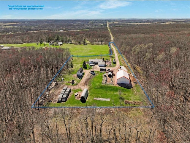 aerial view with a forest view