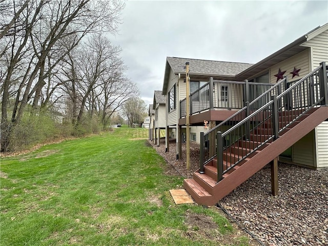 exterior space with stairway and a deck