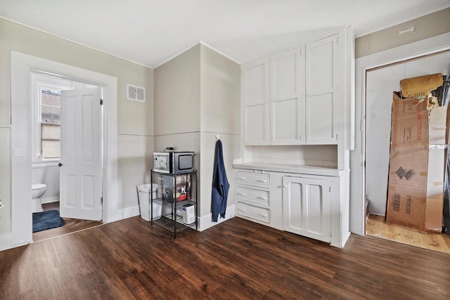 interior space featuring dark wood finished floors and visible vents