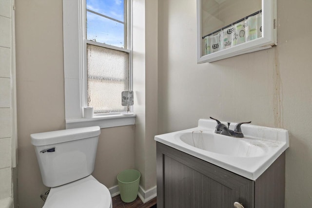 full bathroom with toilet and vanity