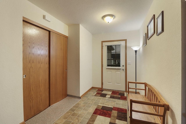 interior space featuring baseboards and a textured ceiling