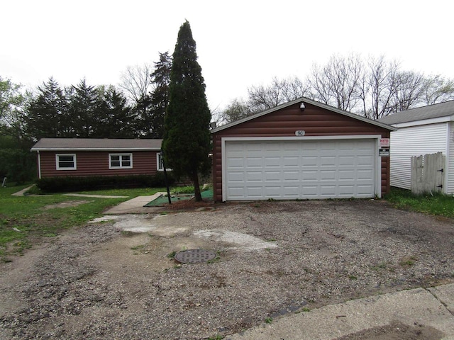 view of detached garage