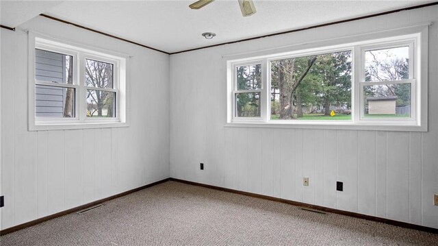 1413 E Clairemont Ave, Eau Claire, WI 54701 - carpeted empty room with a ceiling fan, baseboards, and visible vents