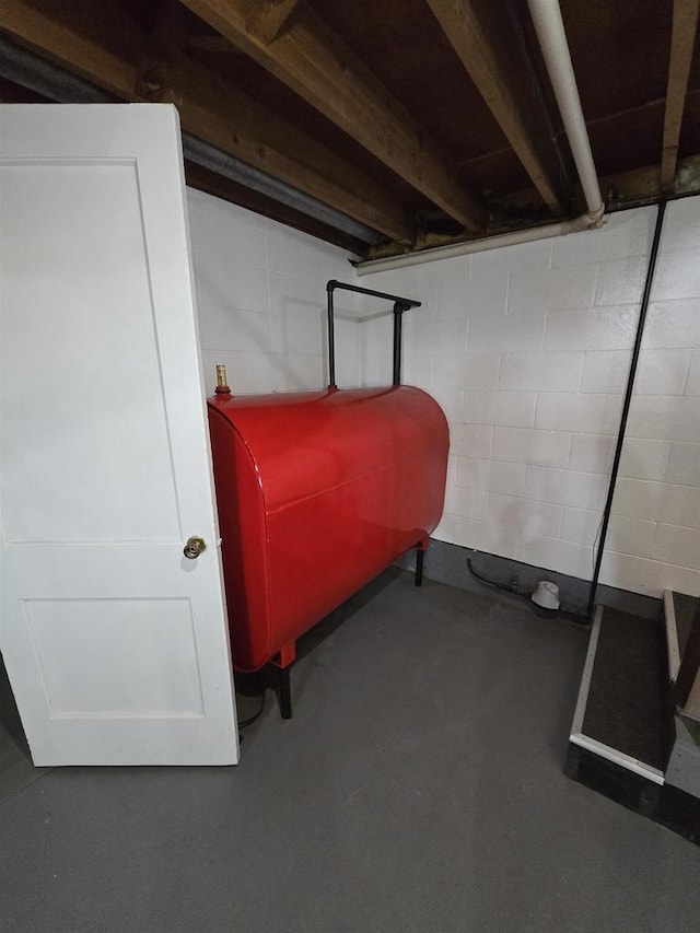 basement with heating fuel