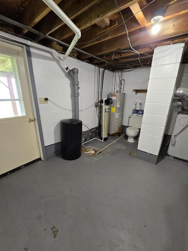 basement with water heater