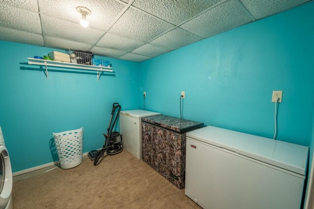 9327 Strong Rd, Argonne, WI 54511 - laundry area featuring washing machine and clothes dryer, laundry area, and carpet floors
