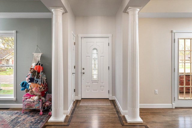 1218 Red Cedar Ct, Onalaska, WI 54650 - foyer featuring baseboards, ornate columns, and wood finished floors