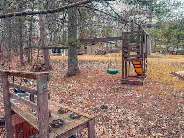 7589 Nose Lake Rd, Rhinelander, WI 54501 - view of playground featuring a deck