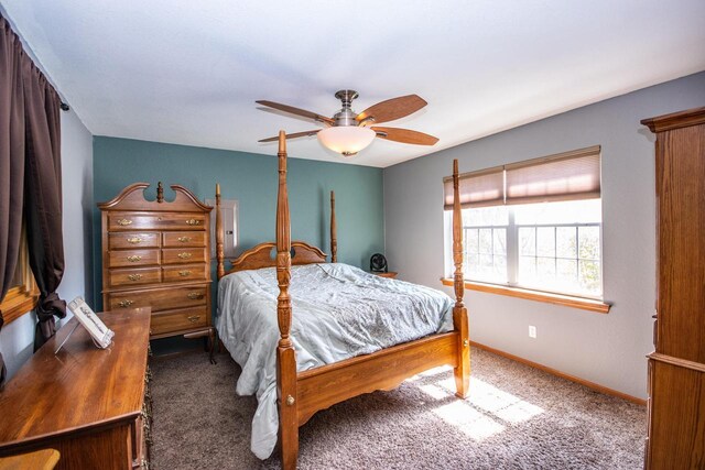 2704 Kettle Ct, West Bend, WI 53090 - bedroom with carpet, baseboards, and a ceiling fan