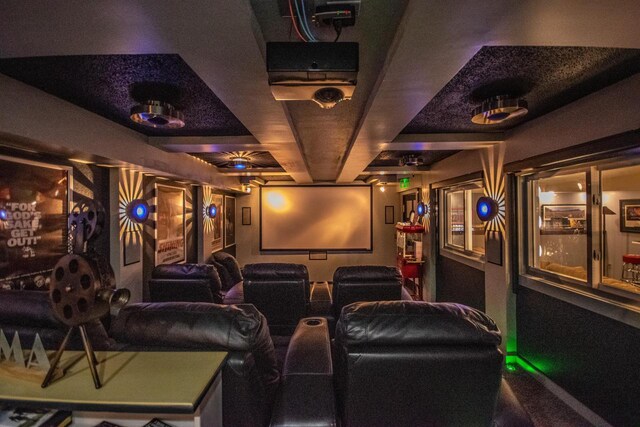 2704 Kettle Ct, West Bend, WI 53090 - cinema room featuring beamed ceiling