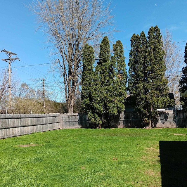view of yard with a fenced backyard