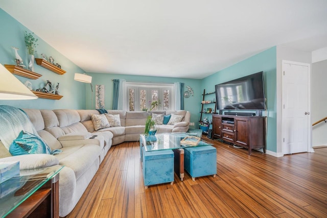 living area featuring wood finished floors