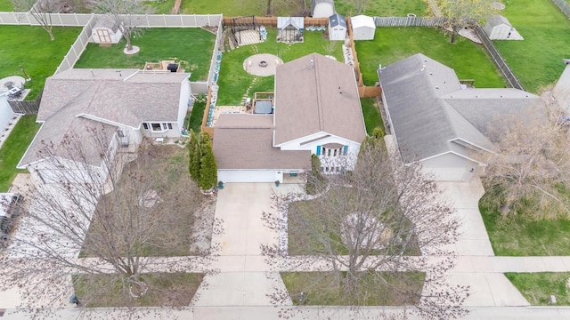 bird's eye view with a residential view