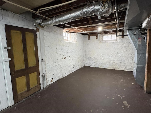 below grade area with heating unit
