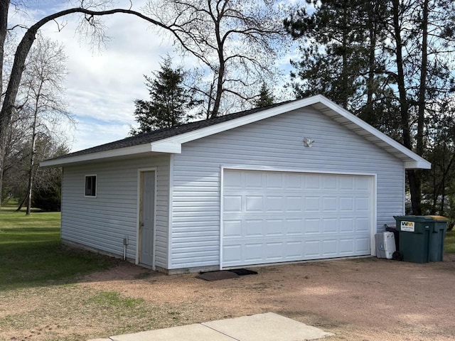 view of detached garage