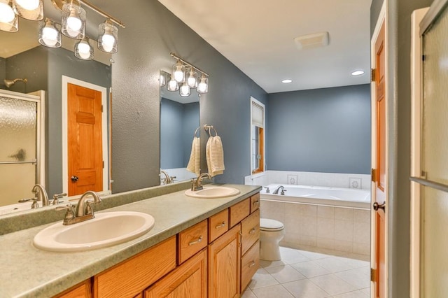 4109 Oak Ter, Weston, WI 54476 - bathroom featuring tile patterned floors, a sink, double vanity, and a bath