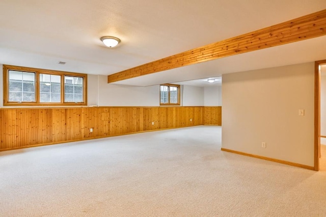 4109 Oak Ter, Weston, WI 54476 - spare room featuring wooden walls, carpet floors, a wainscoted wall, and baseboards
