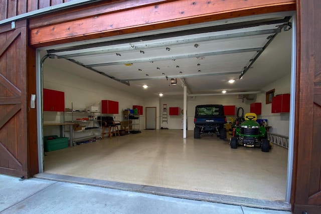 garage with a garage door opener