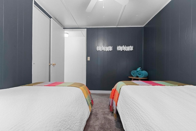 bedroom featuring a ceiling fan and carpet floors