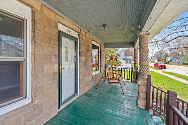 deck with covered porch