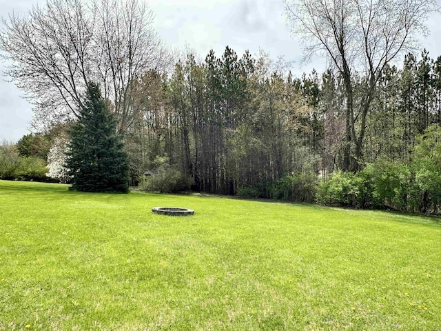 view of yard with an outdoor fire pit