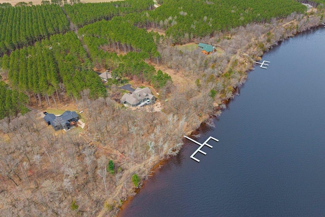 aerial view featuring a rural view and a water view