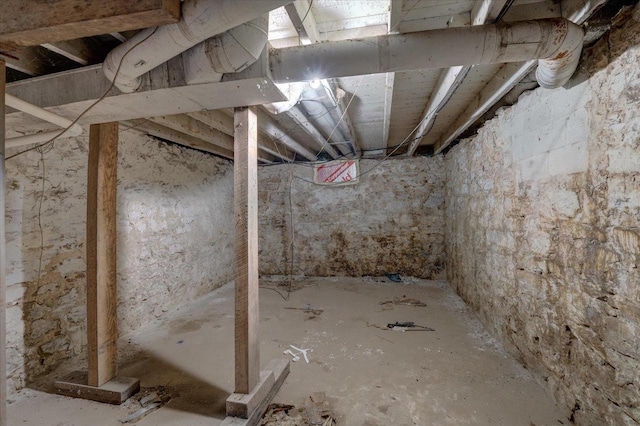 view of unfinished basement