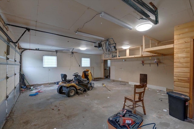 garage with a garage door opener