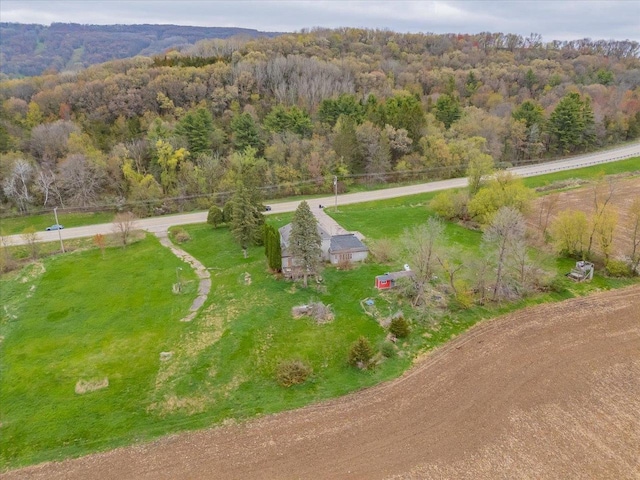 drone / aerial view with a forest view