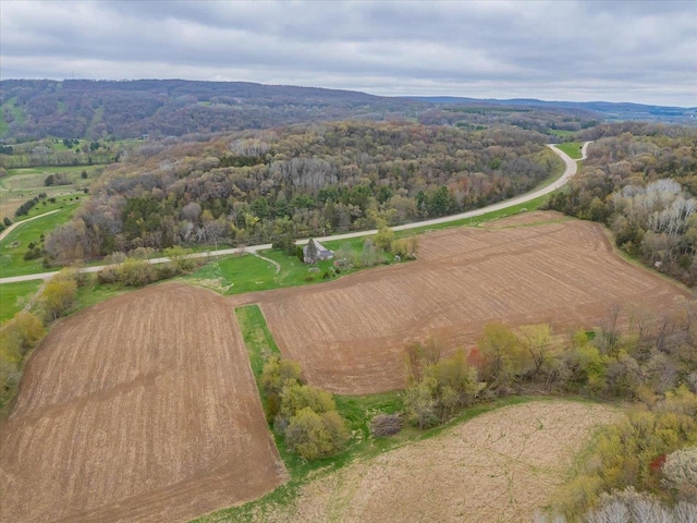bird's eye view featuring a view of trees