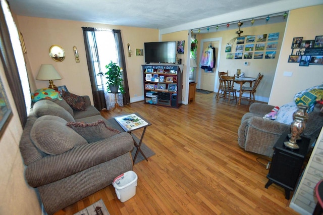 living area featuring light wood-style floors